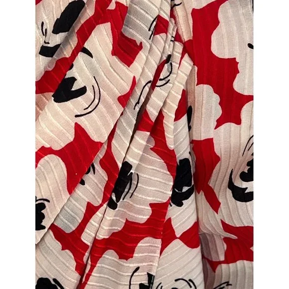 Digna Yero Sakowitz Womens Dress Size 10 Red Blk Wht Puff Sleeves & Draped Yoke - Picture 16 of 16